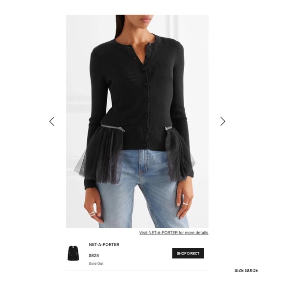 Moschino Couture Black Cardigan Sweater Jacket with Detachable Mesh Ruffled Hem - Picture 8 of 16